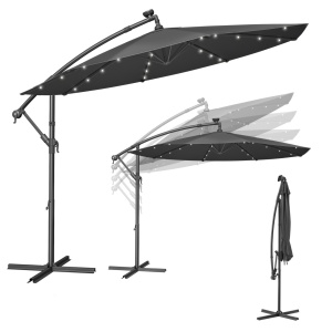 Ομπρέλα κήπου με LED Songmics Γκρι 300x300x245 cm - Img 2