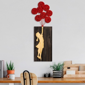 Πίνακας από ξύλο και μέταλλο Banksy Καρυδί 34x99 cm