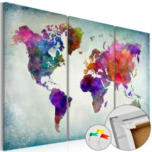 Πίνακας από φελλό - World in Colors [Cork Map] 60x40 cm