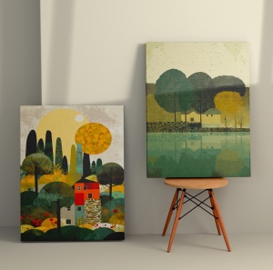 Πίνακας, σετ 2 τεμαχίων 2KNV4339 Πολύχρωμος 110x70 cm
