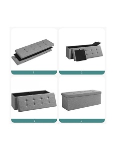 Πάγκος αποθήκευσης, Songmics, 110 x 38 x 38 cm, 120 L, LSF77G, Γκρι - Img 5