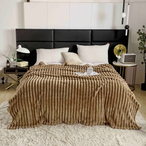 Παχιά Κουβέρτα Cocolino Stripe V13 Dark Beige 200x230 cm - Img 2