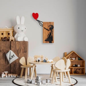 Πίνακας από ξύλο και μέταλλο Banksy Καρυδί 83x60 cm - Img 2