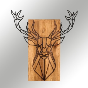 Πίνακας από ξύλο και μέταλλο Deer Μαύρο 61x66 cm - Img 6