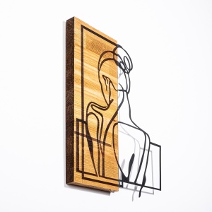 Πίνακας από ξύλο και μέταλλο Woman Μαύρο 39x3x50 cm - Img 3