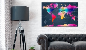 Πίνακας από φελλό - Colourful Crystals [Cork Map] 120x80 cm - Img 2