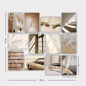 Πίνακας, σετ 12 τεμαχίων 12MDF41YS Πολύχρωμος 20x15x3 cm - Img 2