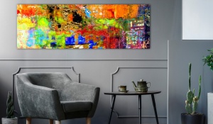 Πίνακας - Colourful Abstraction (1 Part) Narrow 135x45 cm - Img 2