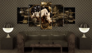 Πίνακας - Golden Rhino 100x50 cm - Img 2
