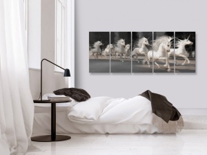 Πίνακας - Unicorns Run (5 Parts) Narrow 225x90 cm - Img 2