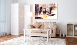 Πίνακας - Watercolour Elephants 90x60 cm - Img 2