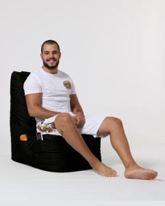 Πολυθρόνα Πουφ Κήπου Diamond Μαύρο 60x90x35 cm - Img 12