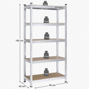 Ράφι Songmics, 5 Ράφια, 40 x 90 x 180 cm, Silver, GLR40SV - Img 7