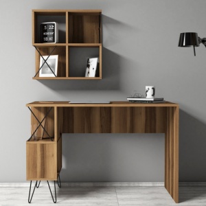 Σετ γραφείο και βιβλιοθήκη Extra2 Walnut-Μαύρο - Img 3