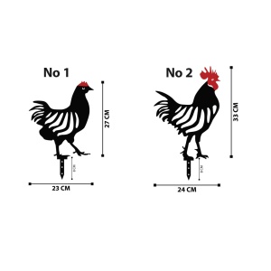 Σετ μεταλλικά διακοσμητικά αξεσουάρ κήπου Chicken Μαύρο 24x33 cm - Img 5