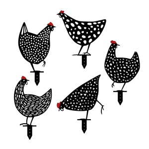 Σετ μεταλλικά διακοσμητικά αξεσουάρ κήπου Chickens Μαύρο 28x26 cm - Img 2