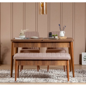 Σετ τραπέζι και καρέκλες Vina-Walnut