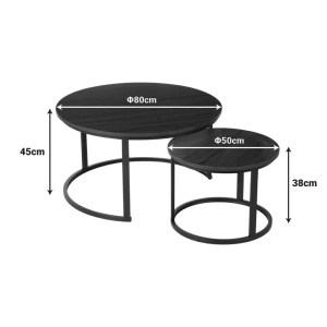 Σετ τραπεζάκια σαλονιού 2 τεμ. Solme I Καρυδί 80x80x45 cm - Img 4