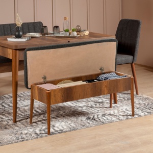 Σετ τραπέζι και καρέκλες 5 τεμάχια Vina 1053 Walnut-Ανθρακί - Img 12