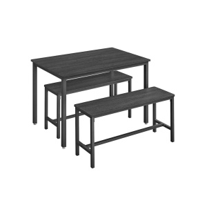 Σετ τραπέζι και πάγκοι Vasagle Μαύρο 110x70x75 cm