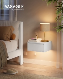 Σετ 2 κρεμαστών κομοδίνων με LED Kailyn, Λευκά, 40x35x18 cm