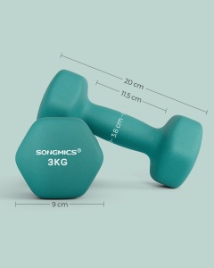 Σετ 2 τεμ. αλτήρες 2x3 kg Songmics Τιρκουάζ 20x9x8.5 cm - Img 7
