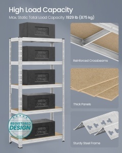 Σετ 2 τεμ. ραφιέρες αποθήκευσης Songmics Ασημί 90x40x180 cm - Img 7