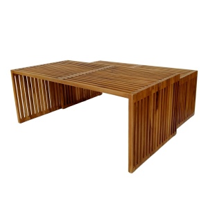 Σετ 2 τραπέζια κήπου Tinnie Boho Pako World Φυσικό 116x60x46 cm - Img 2