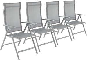 Σετ 4 καρέκλες κήπου, Songmics, Ασημί, 150 kg, GCB30GY