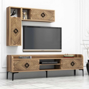 Σετ Comoda TV και τραπεζάκι σαλονιού σαλονιού Samba Walnut - Img 2