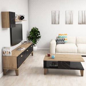 Σετ Comoda TV και τραπεζάκι σαλονιού σαλονιού SumerG5030 Oak-Marble - Img 3
