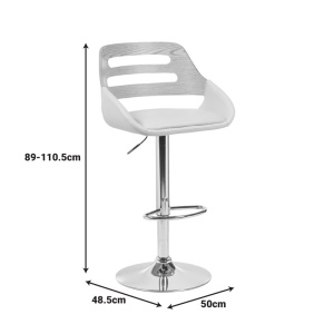 Σκαμπό μπαρ ajustabil Fern Μπεζ 50x48.5x110.5 cm - Img 6
