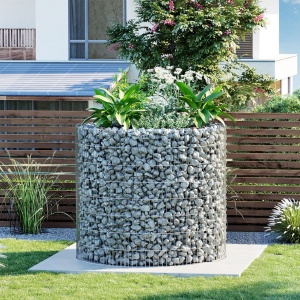 Στρογγυλή υπερυψωμένη γλάστρα gabion Songmics Ασημί 90x70x80 cm - Img 5