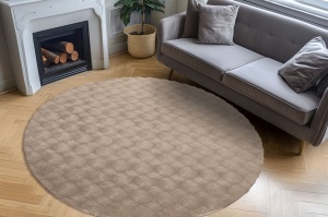 Στρογγυλό Χαλί Diamond Cut Taupe 120x120 cm - Img 3