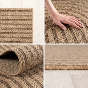 Στρογγυλό Χαλί Timber V1 Μπεζ 120x120 cm - Img 4