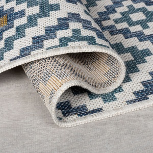 Στρογγυλό Χαλί Zia Trellis Outdoor Μπλε 160x160 cm, Flair Rugs - Img 2