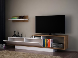 Σύνθεση TV Asos, Λευκό-Καρυδί - Img 2
