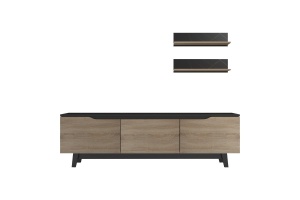 Σύνθεση TV Kasia, Δρυς-Μαύρο, 180x35x48.5 cm - Img 6