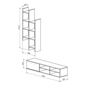 Σύνθεση TV Sarona, Δρυς, 150x35x160 cm - Img 2