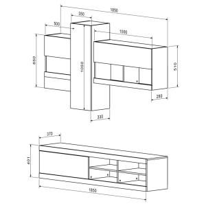 Σύνθεση TV Torania, Δρυς, 185x37x145 cm - Img 3