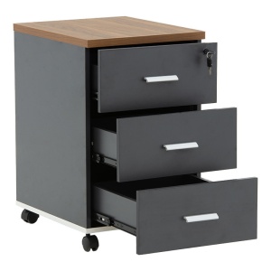 Συρταριέρα pe ρόδες Oscar 3 συρτάρια Καρυδί - carbon 40x48x63cm - Img 3