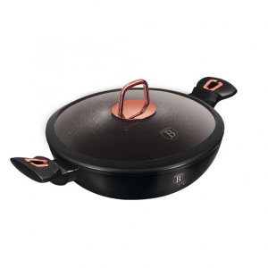 Τηγάνι Wok με καπάκι, 30 cm, Μαύρο Rose Collection