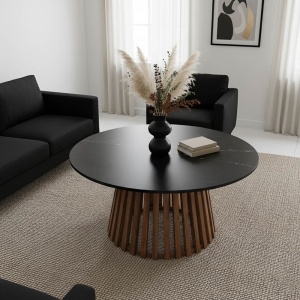 Τραπεζάκι σαλονιού Mable boho Μαύρο 100x100x45 cm