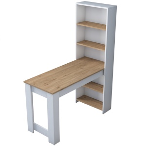 Τραπέζι κουζίνας με ράφια JA102 Καρυδί 120x153.6x53.8 cm - Img 4
