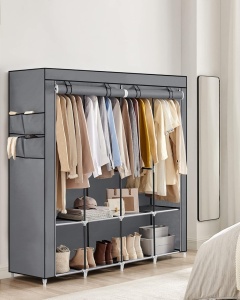Υφασμάτινη Ντουλάπα Songmics Γκρι 170x45x167 cm - Img 3