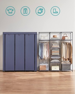 Υφασμάτινη ντουλάπα Songmics Navy 150x45x175 cm - Img 3