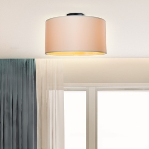 Φωτιστικό οροφής Garry din ύφασμα αμπαζούρ κρεμ 38x38x21+ cm - Img 2