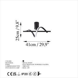 Φωτιστικό οροφής Likma Μαύρο 41x16x25 cm - Img 6