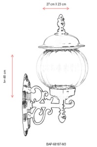 Φωτιστικό Τοίχου Τύπου Φανάρι BAP-68187-M3, Μαύρο - Img 3