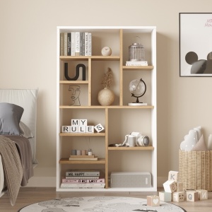 Biblioteca Boteca, Pako World, 10 locuri, Alb-Natural, 75x22x123 cm - Img 3